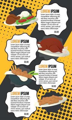 Food menu pricing layout.
