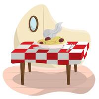 Italian spaghetti on table. vector