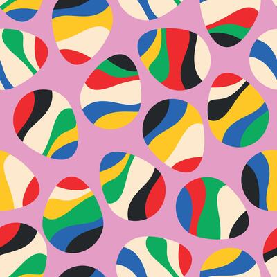 Pink pattern with colorful eggs