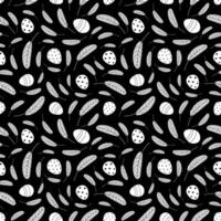 Black and white Eggs and feathers Easter seamless pattern vector
