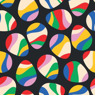 Black pattern with colorful eggss