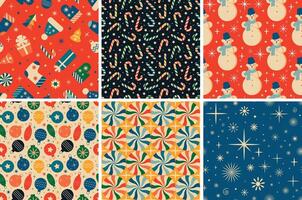 Vintage retro Christmas patterns in the style of the 60s and 70s vector