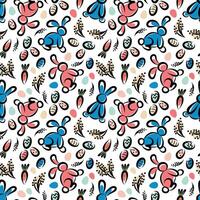 Pattern with bunnies and Easter eggs vector