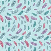 Blue Feathers pattern. Boho pattern with feathers vector