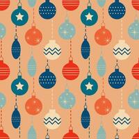 New Year seamless pattern with tree toys vector