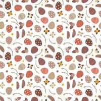 Boho retro pattern with eggs and flowers vector