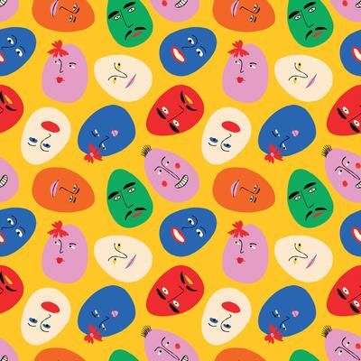 Yellow and colorful eggs seamless pattern