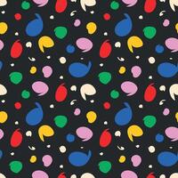 Black pattern with colorful dots and blobs vector