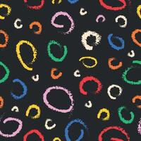 Black Seamless Pattern with Hand Drawn Colorful Circles vector