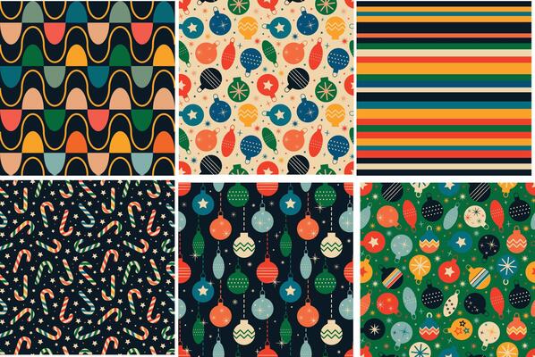 Vintage retro Christmas seamless backgrounds