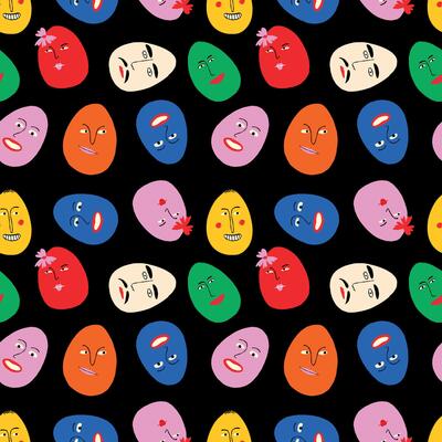 Black pattern with colorful eggs