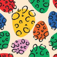 Easter pattern with hand drawn colorful eggs vector