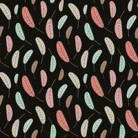 Black pattern with colorful feathers vector