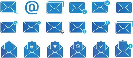 Mail icon set. Containing send, receive . Mail icon for illustration, Flat design sign icon set for web, illustration eps 10, vector