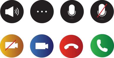 Phone call icon vactor set. microphone mic icon symbol buttons. Microphone mute symbol. call sign illustration vector