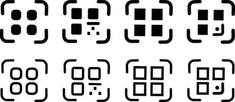 Simple digital scanning qr code. QR code web icons in line style, QR code for payment, fingerprint identification sign, symbol, vector