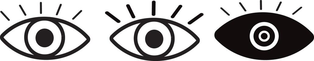 set of Eye icons thin line for web and mobile, Set vectors of eye. black icon isolated on transparent vactor,