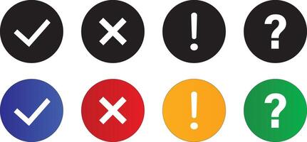 check mark icon or vactor set. cross mark, and wrong buttons and yes or no checkmark icons. checklist signs, approval badge vactor symbol background vector