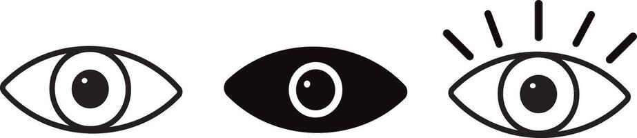 Eye icons thin line for web and mobile, Set vectors of eye. black icon isolated on transparent vactor,