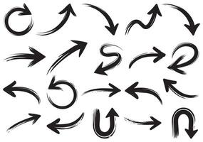 Hand Drawn Arrow Brush Bundle, Collection of Sketchy Arrows in Multiple Directions, Curved and Swirled Brush Strokes, Perfect for Infographics, Presentations, Web UI, and Design Elements vector