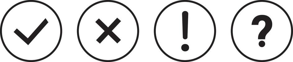 red cross mark icon set. modern check mark design, illustration, approval badge vactor background vector