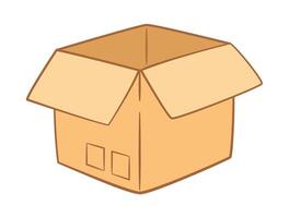 Open cardboard box delivery. Empty container Hand Drawn flat style isolated icon. illustration vector