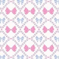 Flirty lattice, pattern with cute bows and ribbons. vector