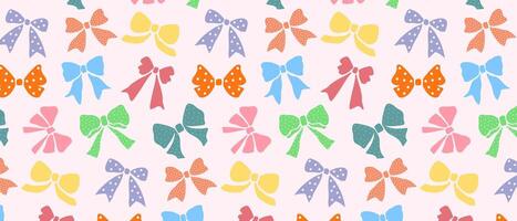 Seamless pattern with colored bows in pastel colors. vector