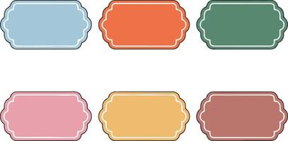 text box set of six colorful frames with different shapes vector