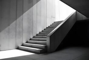 A black and white photo of a stairway