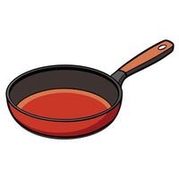 A frying pan with red sauce on it vector