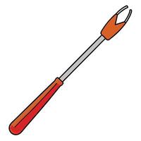 A red and orange tool with a handle vector