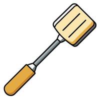 A spatula with a wooden handle on a white background vector