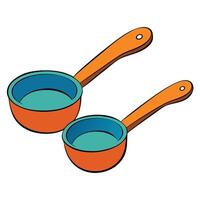 Two measuring spoons with handles on a white background vector