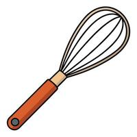 A whisk with a handle on a flat solid flat vector