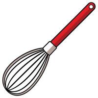 A whisk with a red handle on a white background vector