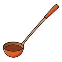 A spoon with brown liquid in it on a white background vector