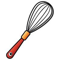 A whisk with a handle solid flat on a white background flat white background vector