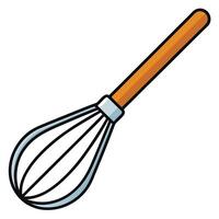 whisk with a handle on a solid flat vector
