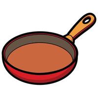 A frying pan with a brown liquid in it vector