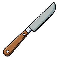 A knife with a wooden handle on a white background vector