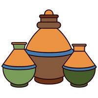Three vases with different colors and sizes vector