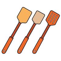 Three spatulas with handles on a white background vector