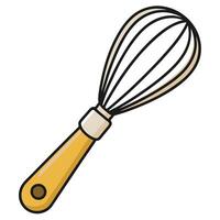 solid flat whisk with a handle on a white background vector