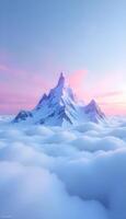 A mountain is seen above the clouds photo