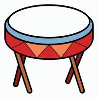 A drum on a white background with a red and blue pattern vector