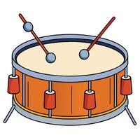 A cartoon drum with two sticks and a drumstick vector