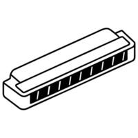 A black and white drawing of a harmonica vector