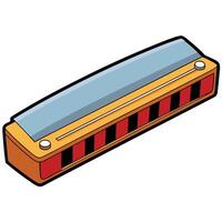 A harmonica is shown in a cartoon style flat white background vector