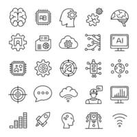 Collection of Line Icons for Artificial Intelligence and Technology vector